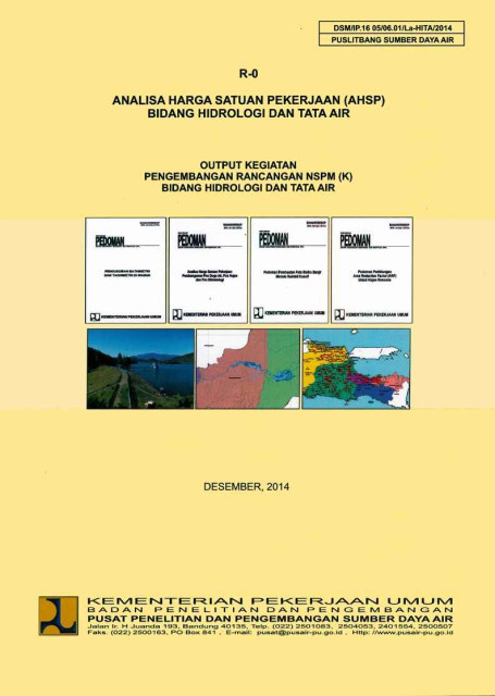 Analisa Harga Satuan Pekerjaan (AHSP) Bidang Hidrologi dan Tata Air - Pusat Penelitian dan Pengembangan Sumber Daya Air
