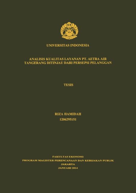 Analisis Kualitas Layanan PT. Aetra Air Tangerang Ditinjau dari Persepsi Pelanggan - Riza Hamidah