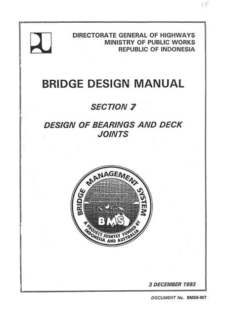 Bridge Design Manual : Section 7  Design of Bearings and Deck Joints - Ministry of Public Works