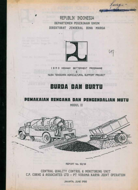 Burda dan Burtu Pemakaian Rencana dan Pengendalian Mutu : Modul II - C.P. Corne & Associates Ltd, PT. Virama Karya Joint Operation