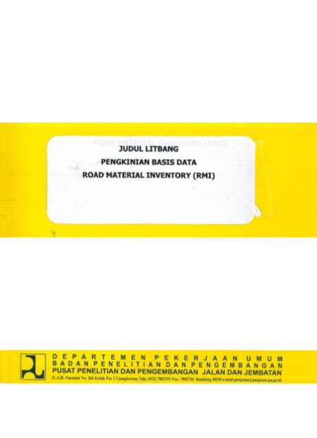 Judul Litbang Pengkinian Basis Data Road Material Inventory (RMI) - Benyamin Saptadi