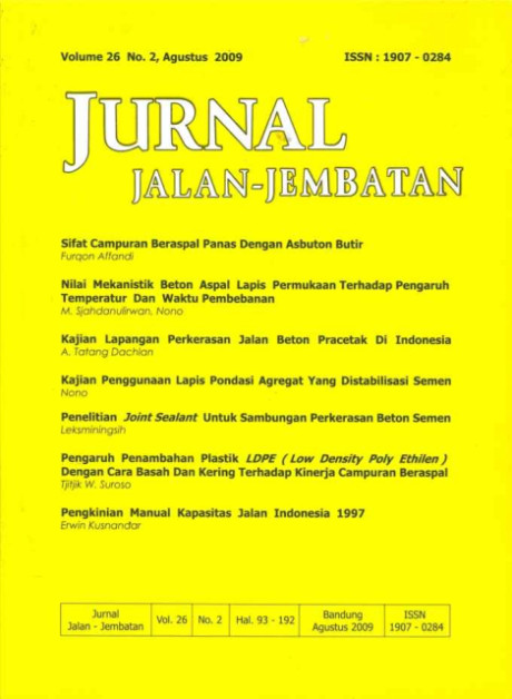 Jurnal Jalan-Jembatan Vol.26 No. 2, Agustus 2009 - Puslitbang Jalan dan Jembatan