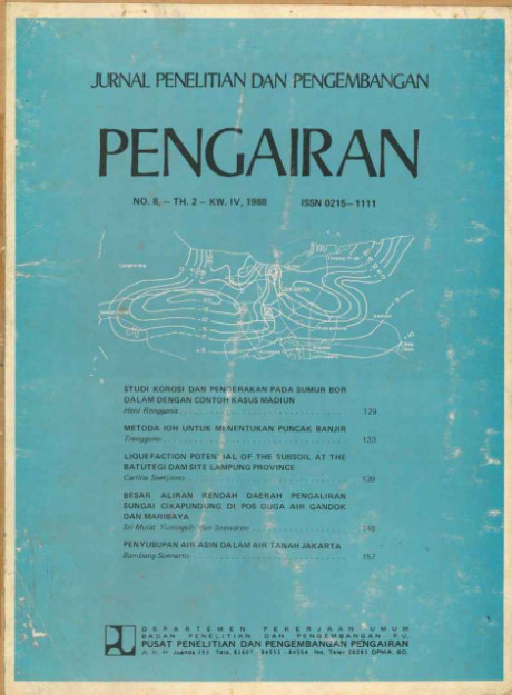 Jurnal Penelitian dan Pengembangan Pengairan No. 8, -TH. 2 - KW. IV, 1988 - Pusat Penelitian dan Pengembangan Pengairan