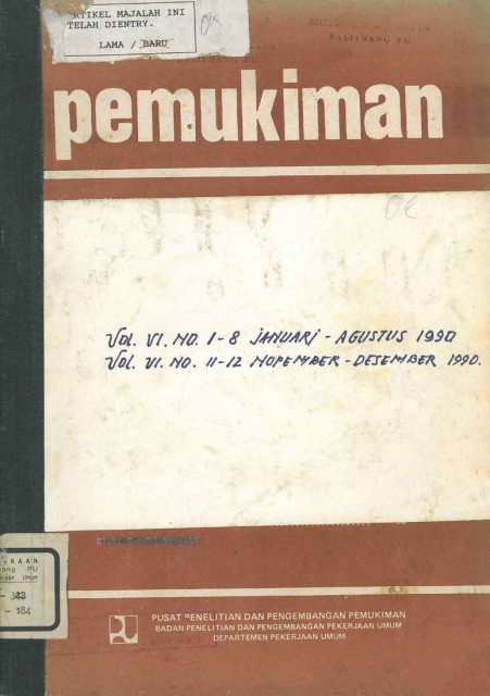 Jurnal Penelitian Pemukiman Tahun 1990 - Pusat Penelitian dan Pengembangan Pemukiman