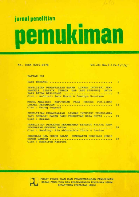 Jurnal Penelitian Pemukiman Vol. XI No. 3-4/5-6, 1995 - Pusat Penelitian dan Pengembangan Pemukiman