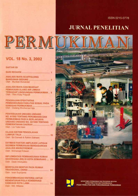 Jurnal Penelitian Permukiman Vol. 18 No. 3, 2002 - Pusat Penelitian dan Pengembangan Permukiman