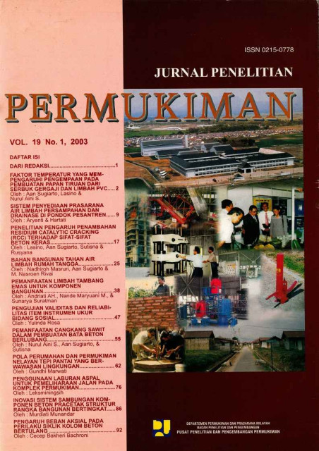 Jurnal Penelitian Permukiman Vol. 19 No. 1, 2003 - Pusat Penelitian dan Pengembangan Permukiman