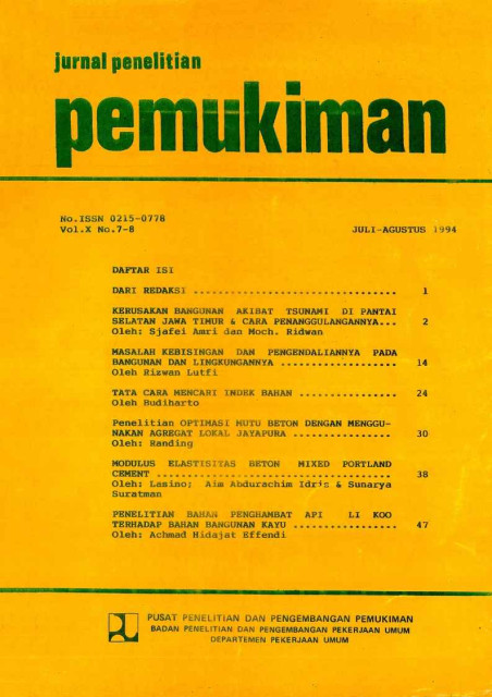 Jurnal Penelitian Permukiman Vol.X No.7-8 Juli-Agustus 1994 - Pusat Penelitian dan Pengembangan Pemukiman