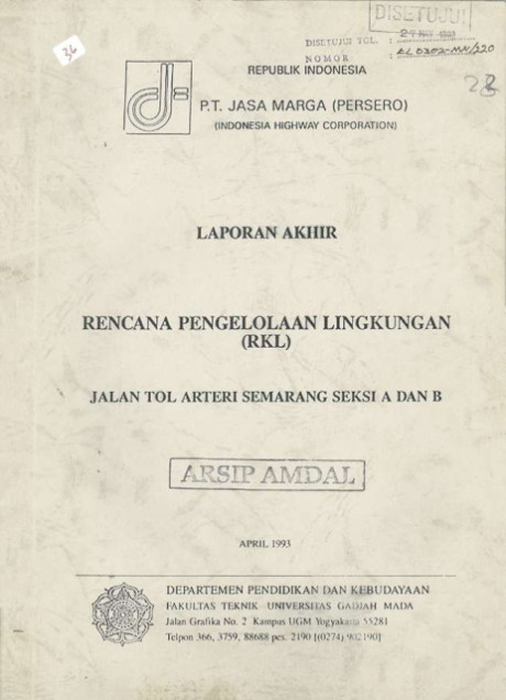 Laporan Akhir Rencana Pengelolaan Lingkungan (RKL) Jalan Tol Arteri Semarang Seksi A dan B - PT. Jasa Marga