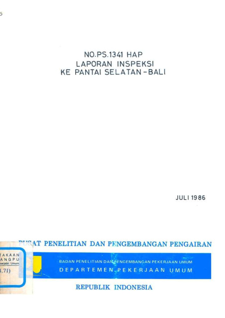 Laporan Inspeksi ke Pantai Selatan Bali - Departemen Pekerjaan Umum