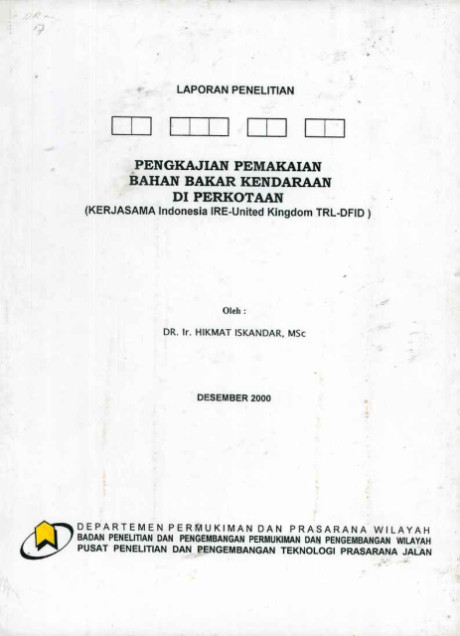 Laporan Pengkajian Pemakaian Bahan Bakar Kendaraan Di Perkotaan - Hikmat Iskandar