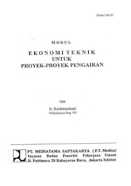 Modul Ekonomi Teknik untuk Proyek-Proyek Pengairan - Ir. Rochmanhadi