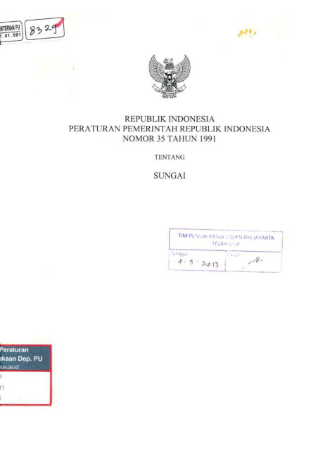 Peraturan Pemerintah Republik Indonesia Nomor 35 Tahun 1991 Tentang Sungai - 