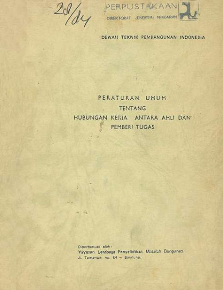 Peraturan Umum tentang Hubungan Kerja Antara Ahli dan Pemberi Tugas - Dewan Teknik Pembangunan Indonesia