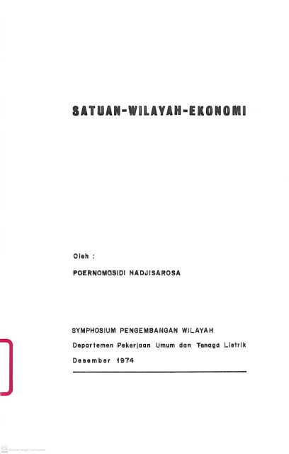 Satuan Wilayah Ekonomi - Poernomosidi Hadjisarosa