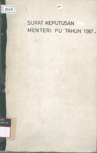 Surat Keputusan Menteri PU Tahun 1987 - Departemen Pekerjaan Umum